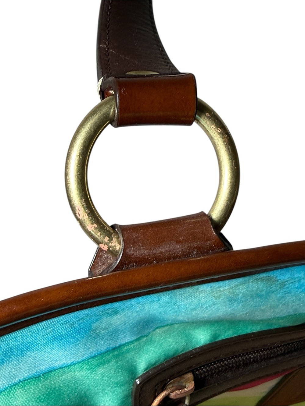 GUC Coach Straw Tote with Brown Leather Trim and Brass Hardware - Picture 6 of 10